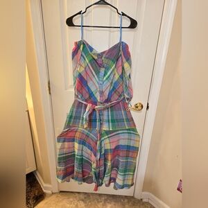 Ralph Lauren Multicolor Plaid Strapless Dress